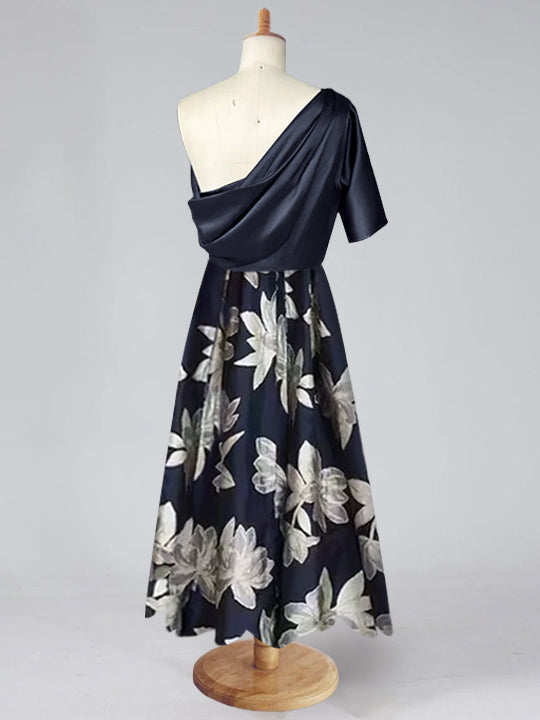 A-Line/Princess One-shoulder Printed Flower Mother of the Bride Dresses