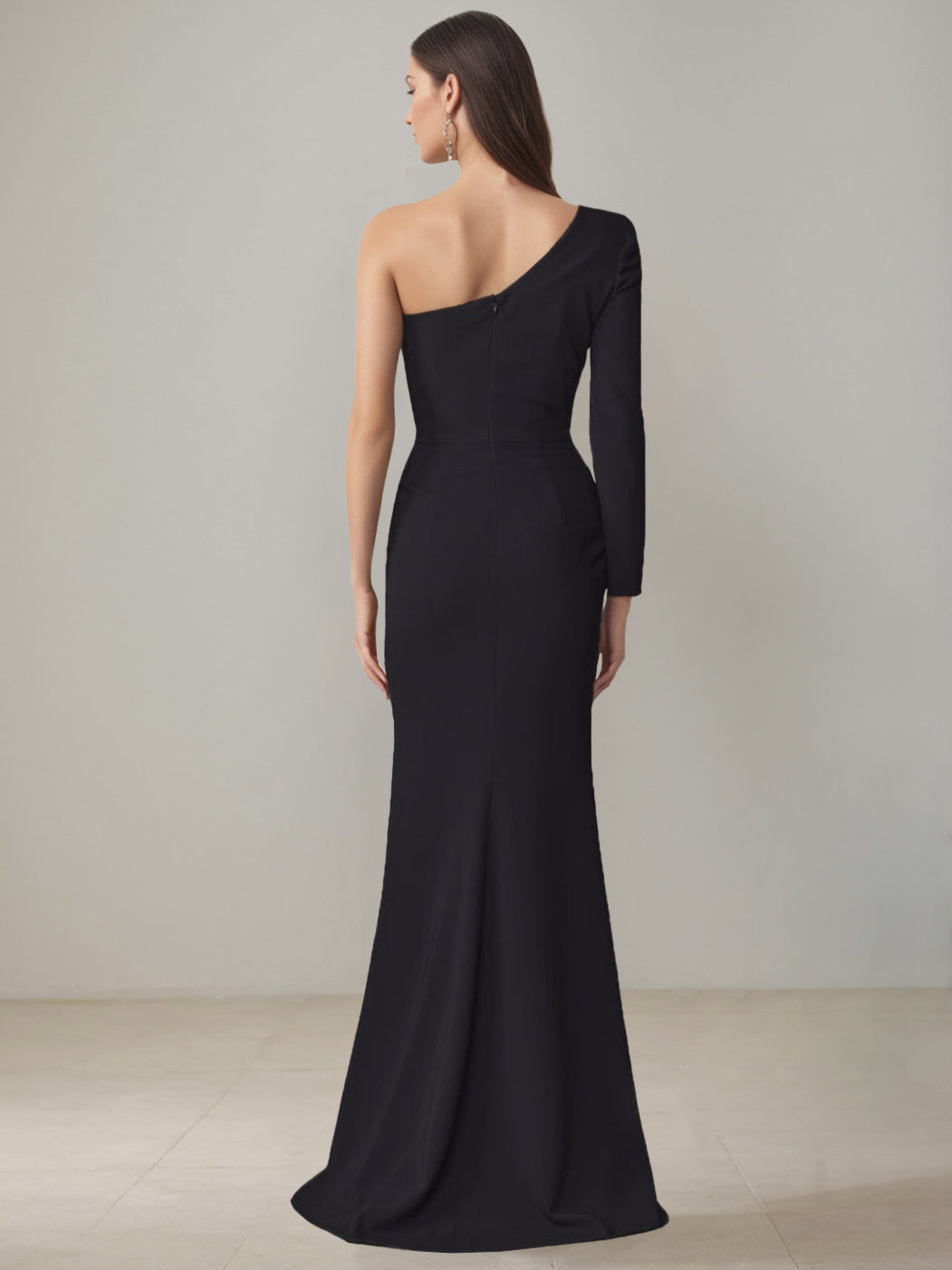 Sheath/Column One-Shoulder Floor-Length Mother of the Bride Dresses with Split Side & Bowknot