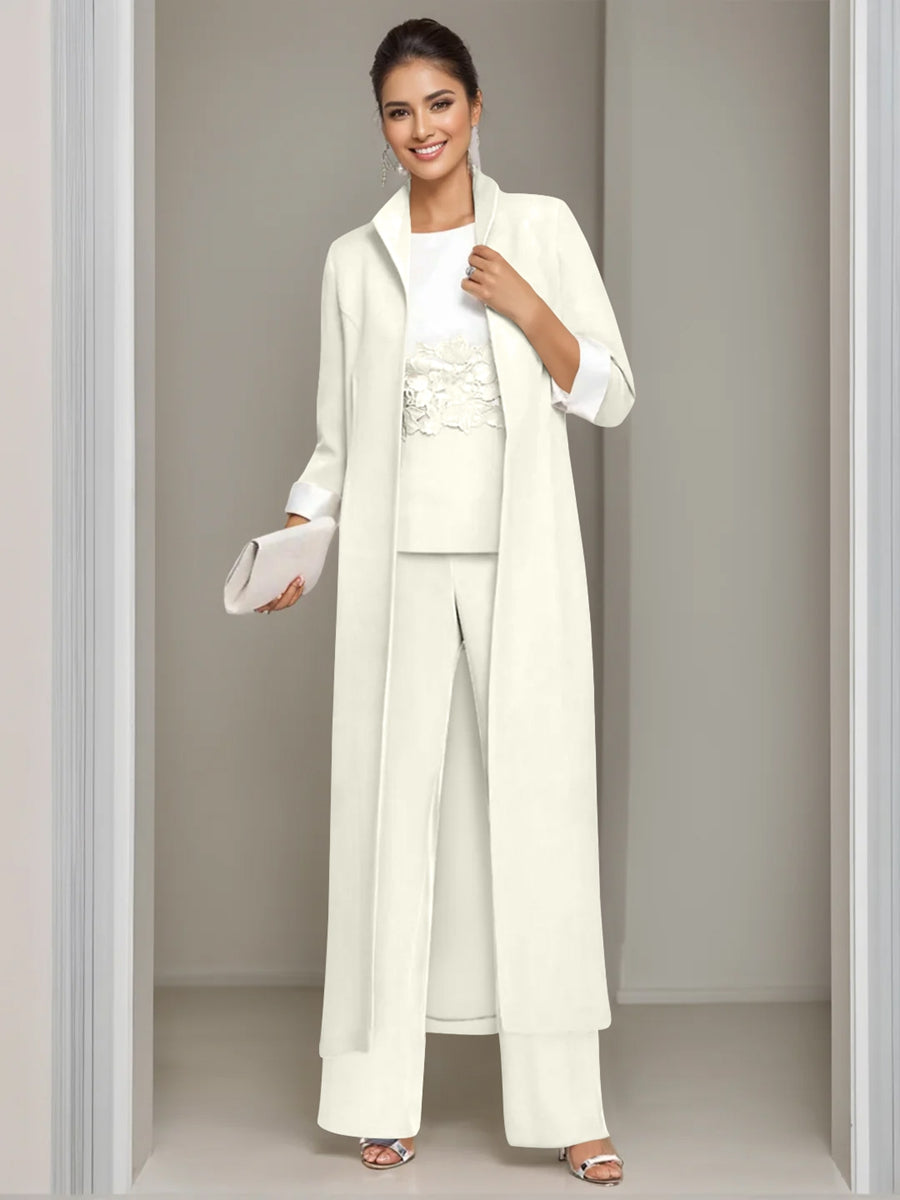 Pieces Square-Neck Foot Length Mother of the Bride Pantsuits
