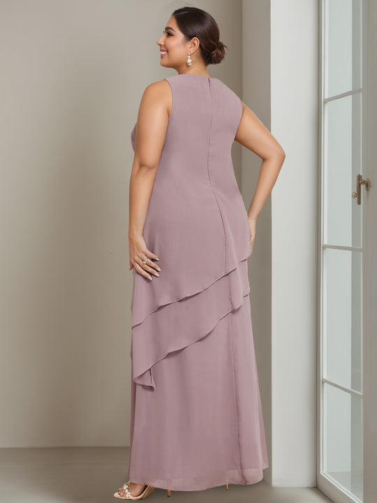 A-Line/Princess Scoop Sleeveless Floor-Length Plus Size Bridesmaid Dress with Lace main image 1