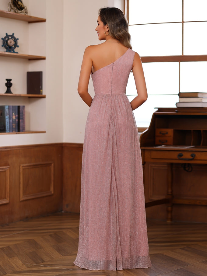 A-Line/Princess One-Shoulder Sleeveless Floor-Length Mother of the Bride Dresses with Ruffles