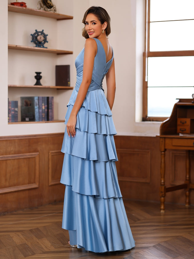 A-Line/Princess V-Neck Sleeveless Floor-Length Mother of the Bride