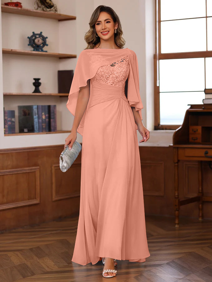 A-Line/Princess V-Neck 2 Pics Floor-Length Mother of the Bride