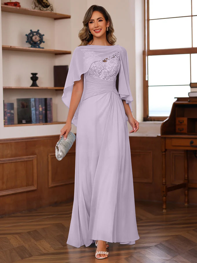 A-Line/Princess V-Neck 2 Pics Floor-Length Mother of the Bride