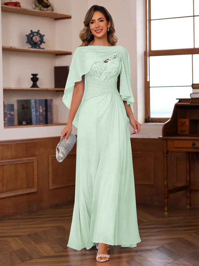 A-Line/Princess V-Neck 2 Pics Floor-Length Mother of the Bride