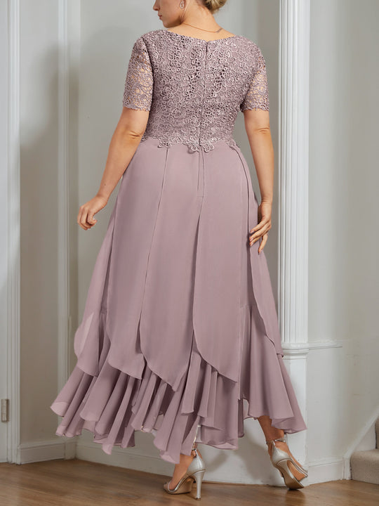 A-Line/Princess Jewel Neck 3/4 Length Sleeves Floor-Length Plus Size Mother of the Bride & Groom Dresses main image 1