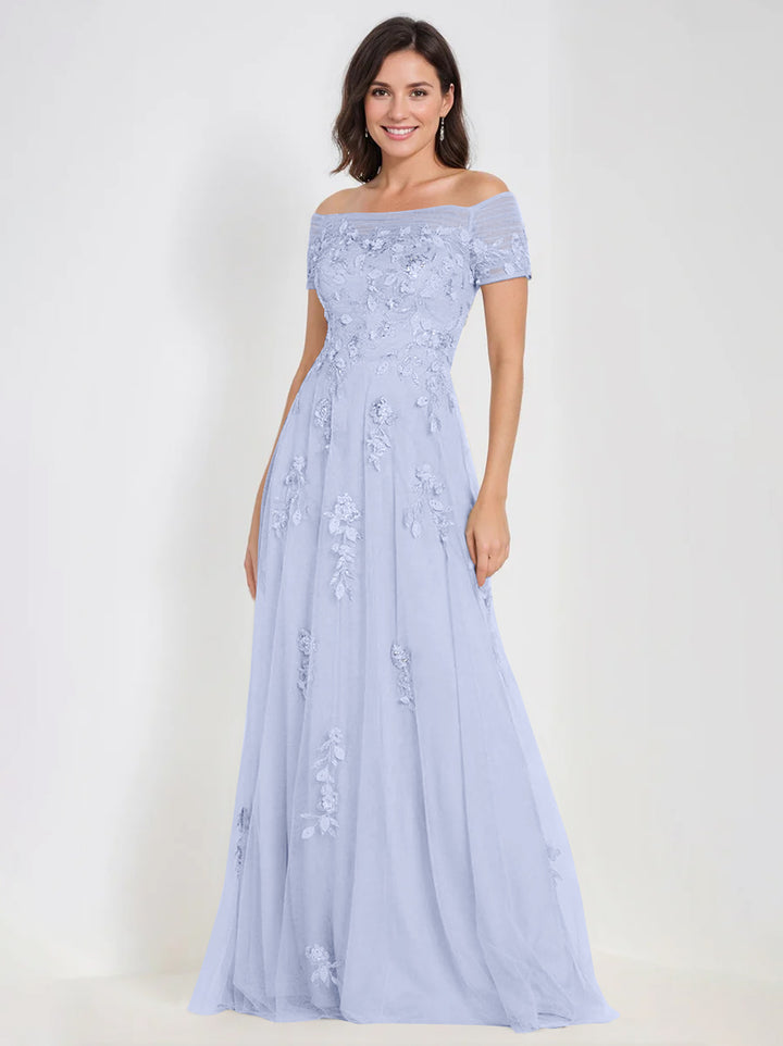 A-Line Off-the-Shoulder Sleeveless Mother Of The Bride & Groom Dresses with Appliques