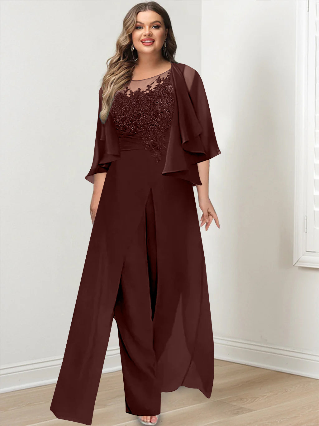 Dress Mother Of The Bride Jumpsuits With Jacket Petite Women's