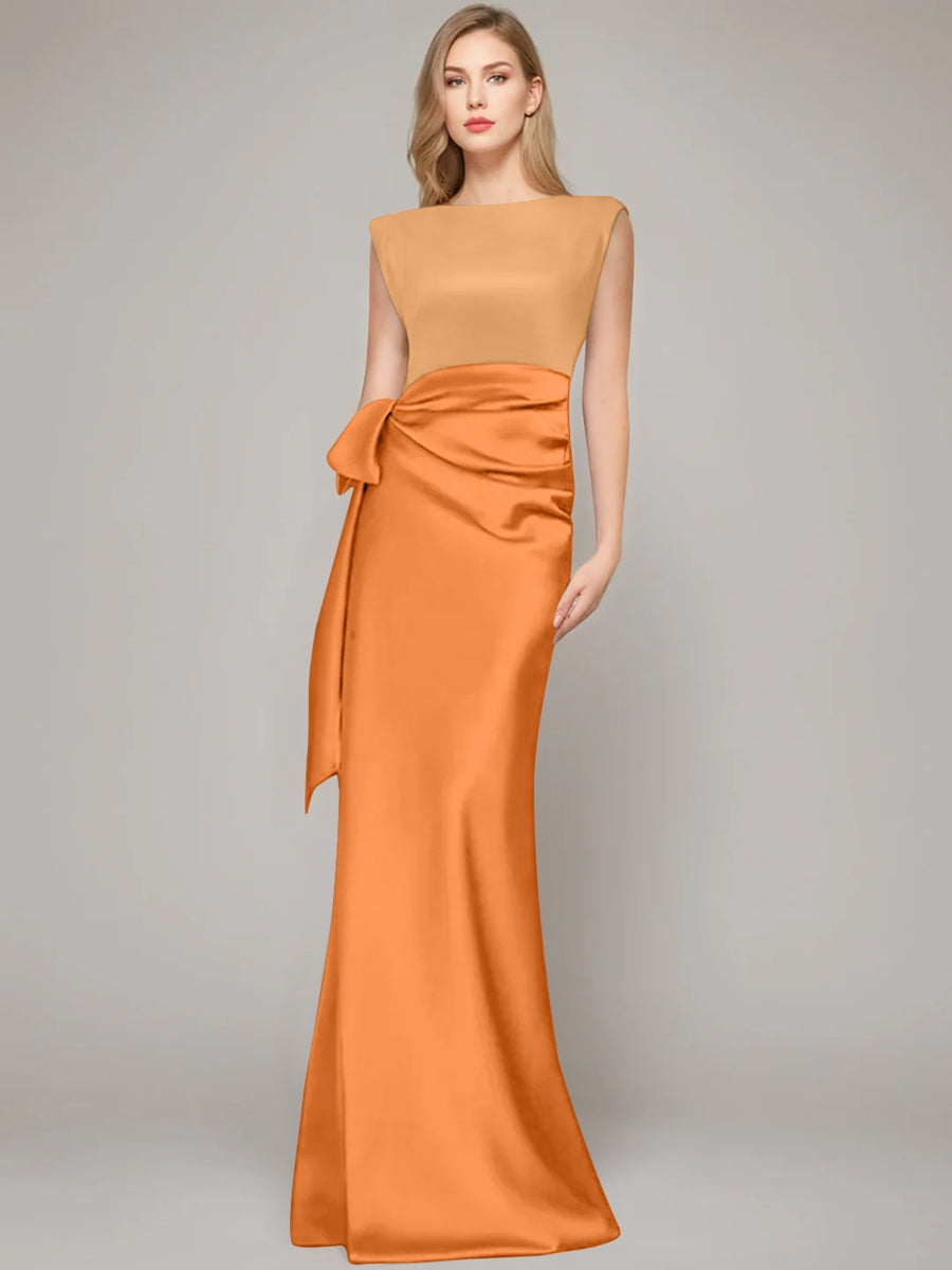 Sheath/Column Scoop Sleeveless Floor-Length Mother of the Bride Dresses with Lace & Applique