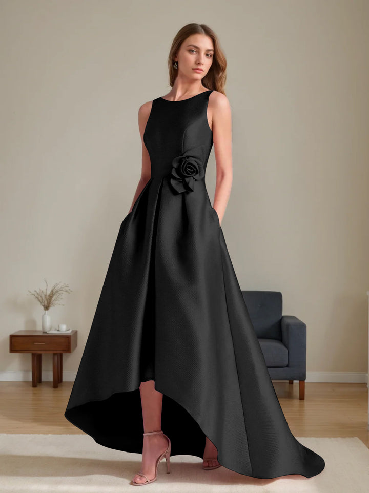 A-Line/Princess Scoop Sleeveless Asymmetrical Mother of the Bride & Groom Dresses with Flowers