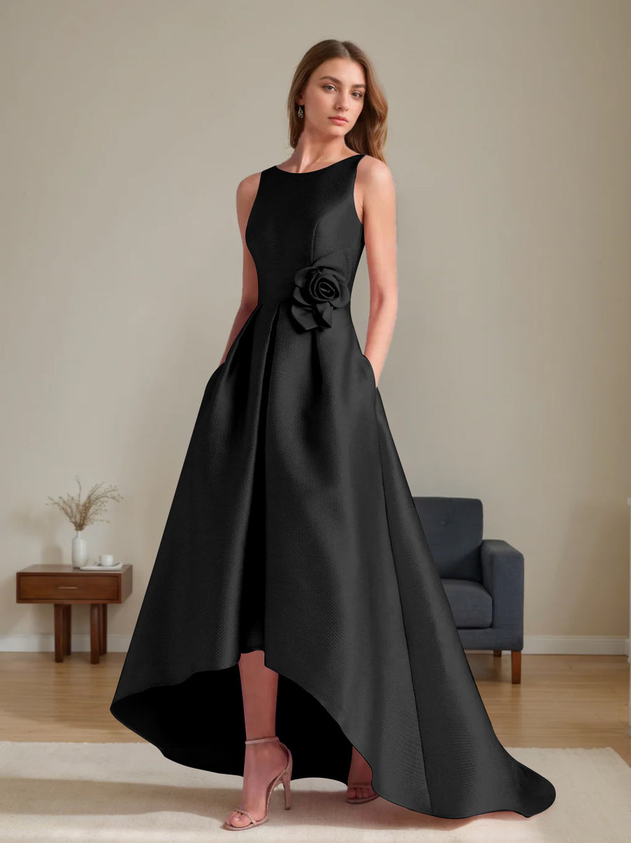 A-Line/Princess Scoop Sleeveless Asymmetrical Mother of the Bride & Groom Dresses with Flowers