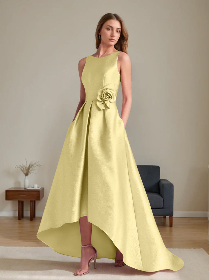 A-Line/Princess Scoop Sleeveless Asymmetrical Mother of the Bride & Groom Dresses with Flowers