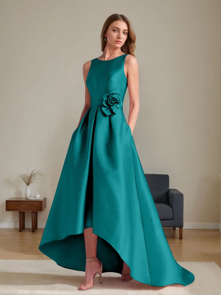 A-Line/Princess Scoop Sleeveless Asymmetrical Mother of the Bride & Groom Dresses with Flowers