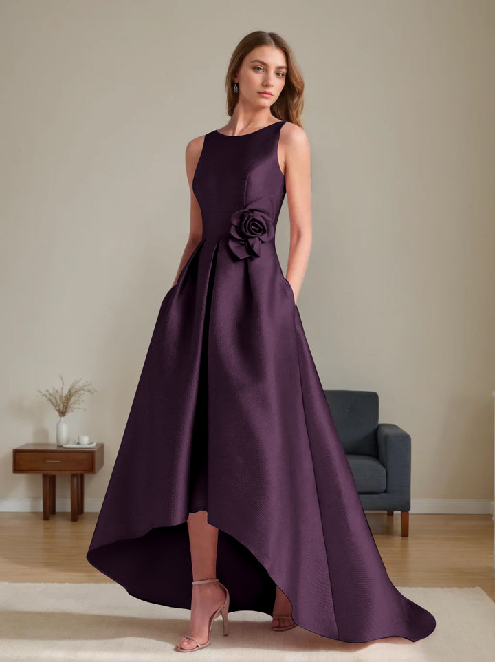 A-Line/Princess Scoop Sleeveless Asymmetrical Mother of the Bride & Groom Dresses with Flowers