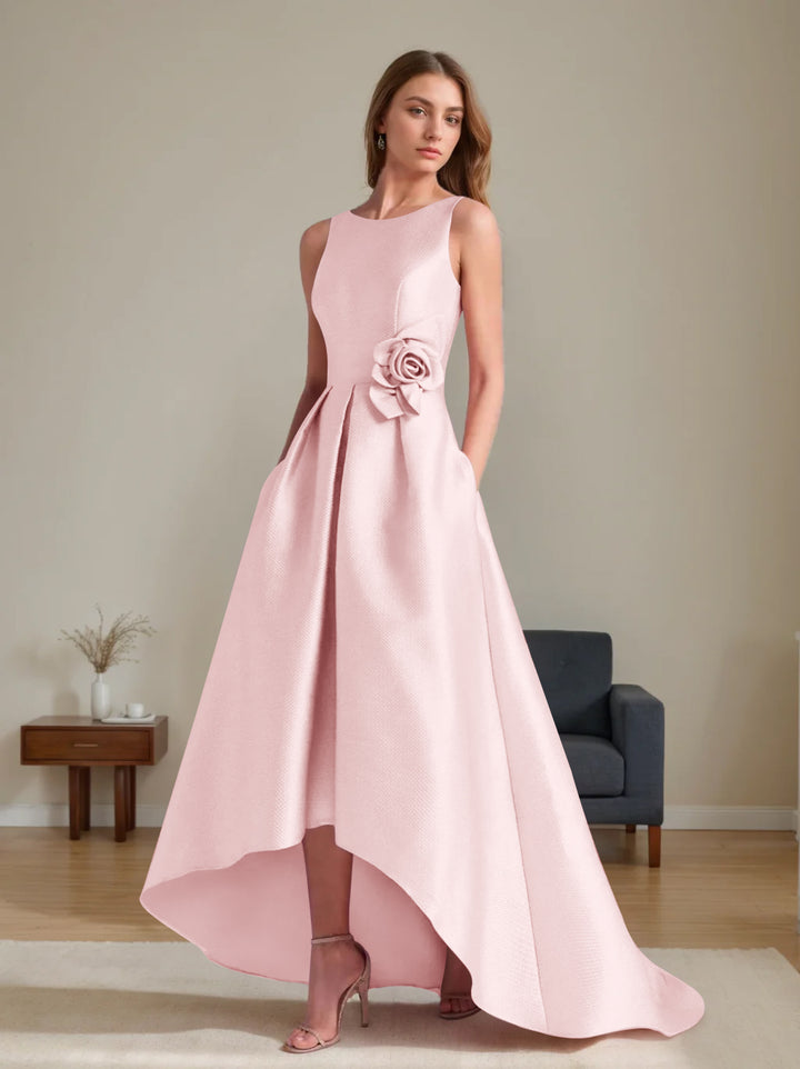 A-Line/Princess Scoop Sleeveless Asymmetrical Mother of the Bride & Groom Dresses with Flowers