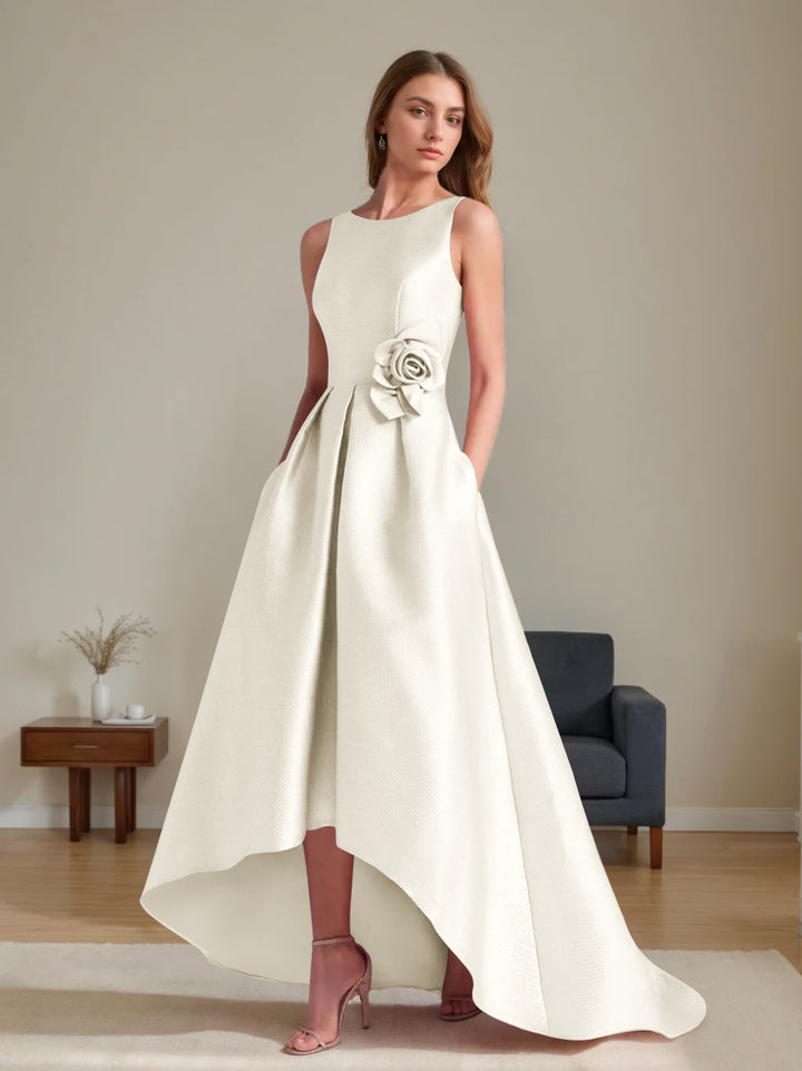 A-Line/Princess Scoop Sleeveless Asymmetrical Mother of the Bride & Groom Dresses with Flowers