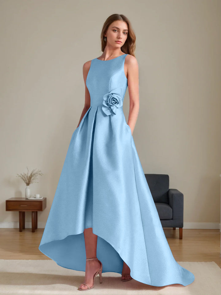 A-Line/Princess Scoop Sleeveless Asymmetrical Mother of the Bride & Groom Dresses with Flowers