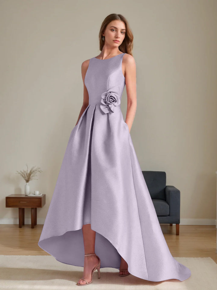 A-Line/Princess Scoop Sleeveless Asymmetrical Mother of the Bride & Groom Dresses with Flowers