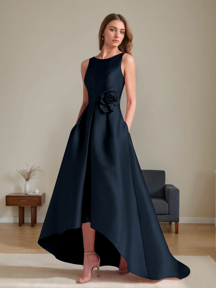 A-Line/Princess Scoop Sleeveless Asymmetrical Mother of the Bride & Groom Dresses with Flowers