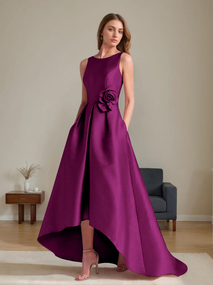 A-Line/Princess Scoop Sleeveless Asymmetrical Mother of the Bride & Groom Dresses with Flowers