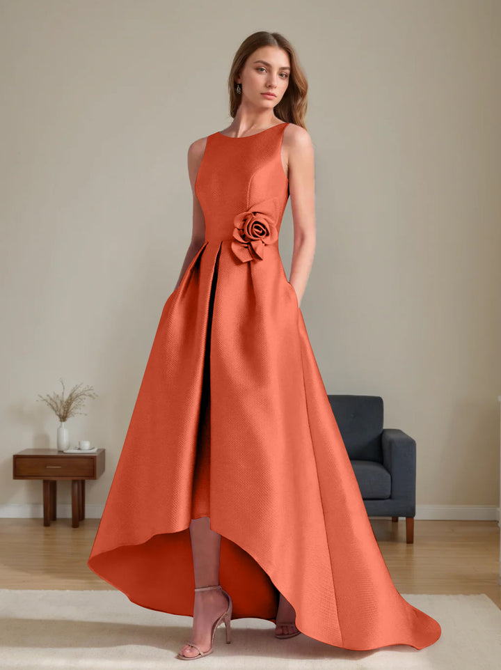 A-Line/Princess Scoop Sleeveless Asymmetrical Mother of the Bride & Groom Dresses with Flowers