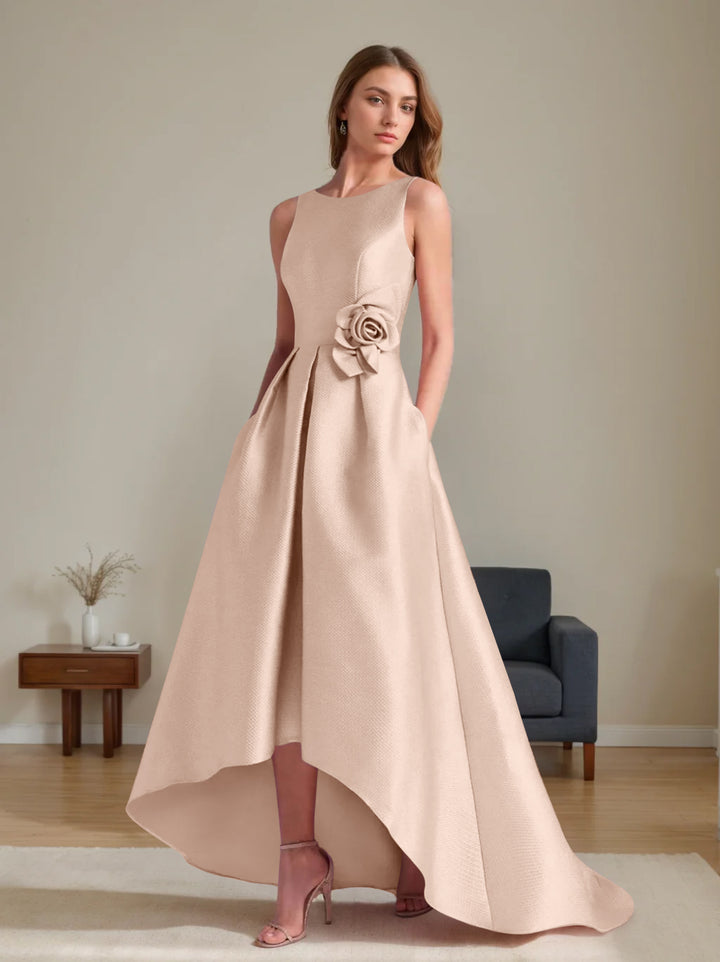 A-Line/Princess Scoop Sleeveless Asymmetrical Mother of the Bride & Groom Dresses with Flowers