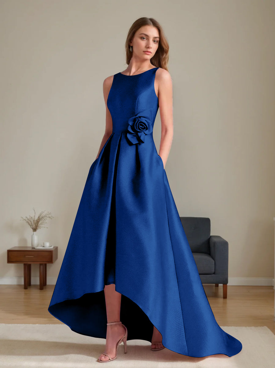 A-Line/Princess Scoop Sleeveless Asymmetrical Mother of the Bride & Groom Dresses with Flowers