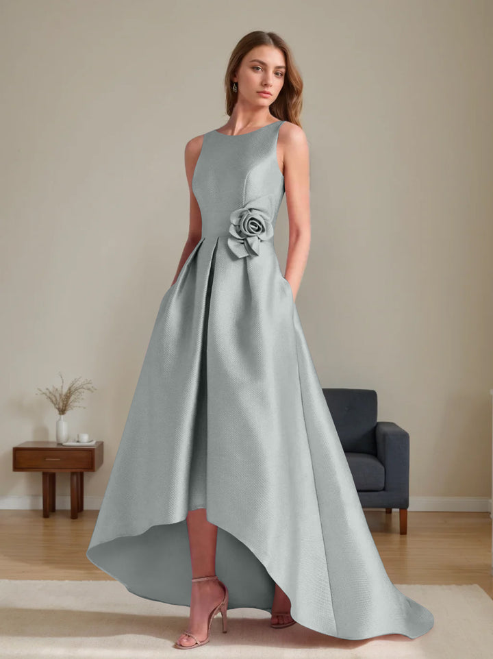 A-Line/Princess Scoop Sleeveless Asymmetrical Mother of the Bride & Groom Dresses with Flowers