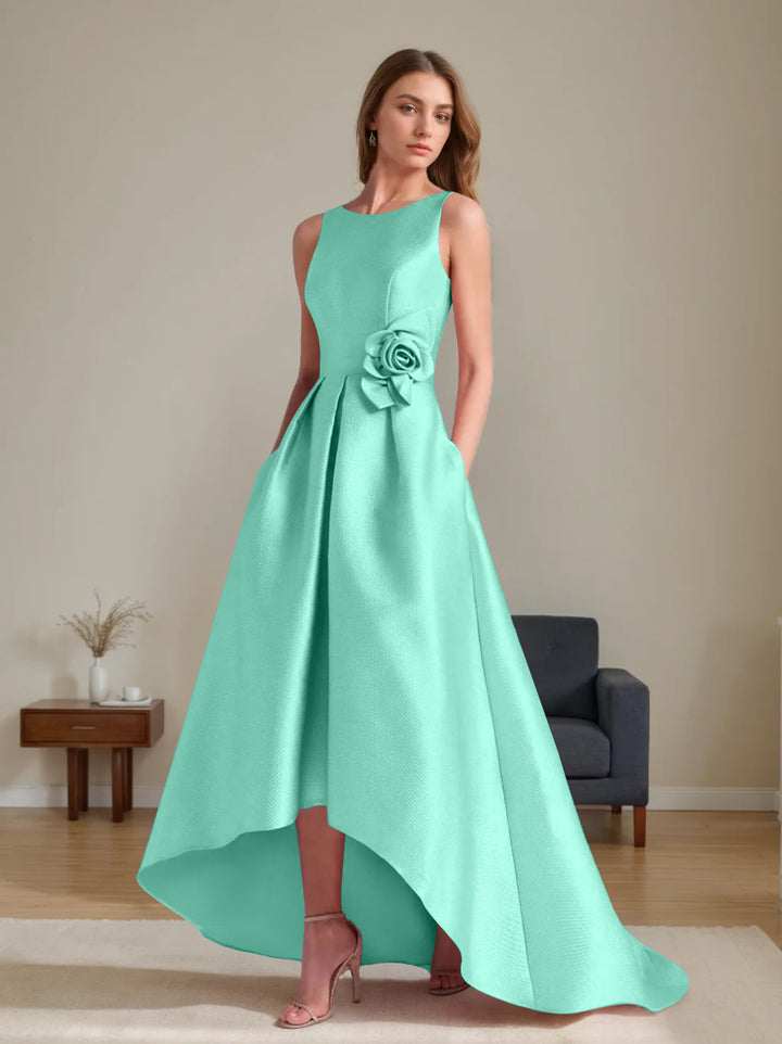 A-Line/Princess Scoop Sleeveless Asymmetrical Mother of the Bride & Groom Dresses with Flowers