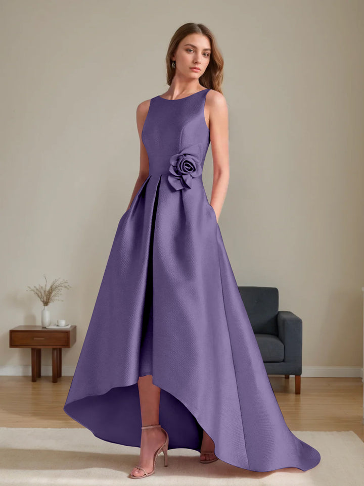 A-Line/Princess Scoop Sleeveless Asymmetrical Mother of the Bride & Groom Dresses with Flowers