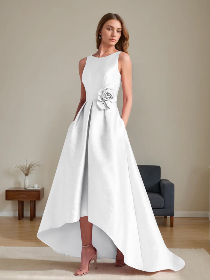 A-Line/Princess Scoop Sleeveless Asymmetrical Mother of the Bride & Groom Dresses with Flowers
