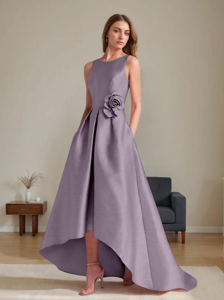 A-Line/Princess Scoop Sleeveless Asymmetrical Mother of the Bride & Groom Dresses with Flowers