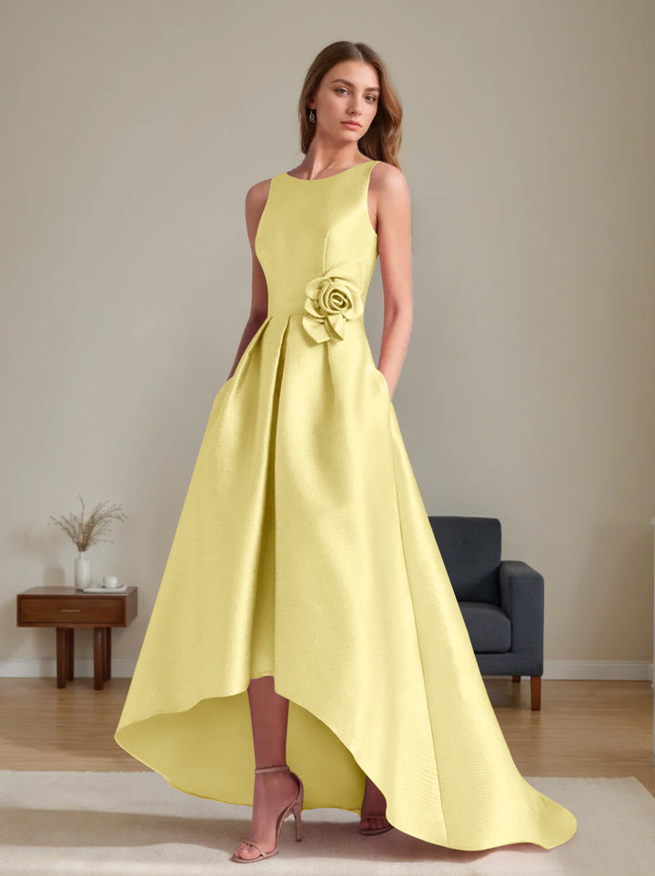 A-Line/Princess Scoop Sleeveless Asymmetrical Mother of the Bride & Groom Dresses with Flowers