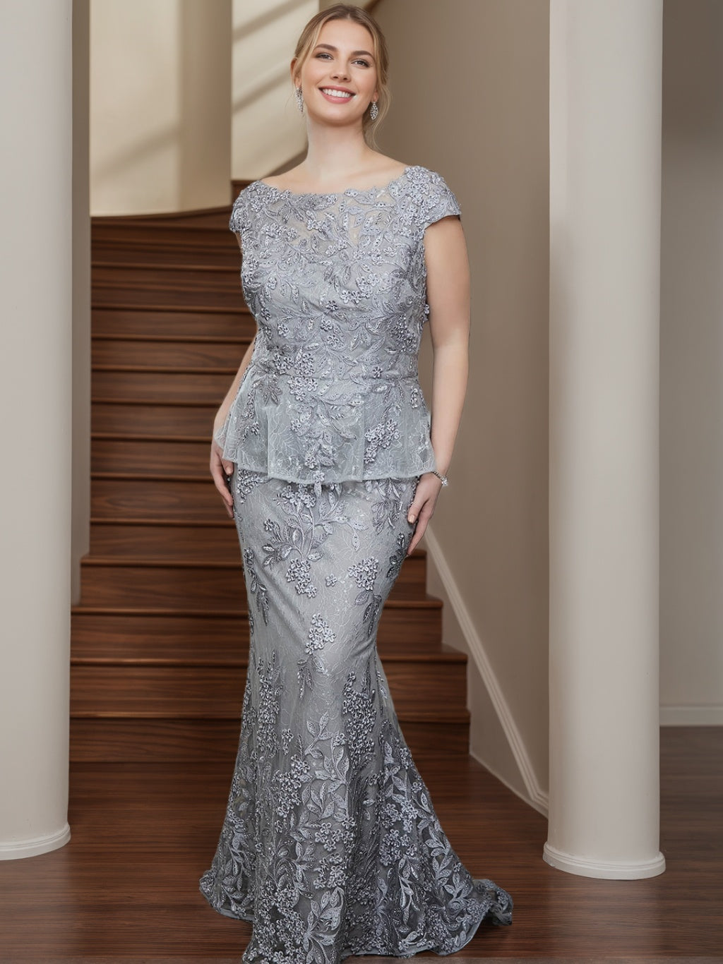 short grey mother of the bride dresses Modest Grey Mother of the Bride midi wedding guest dress with Jacket - Knee Length 2-Piece Formal Wear (No Hat)