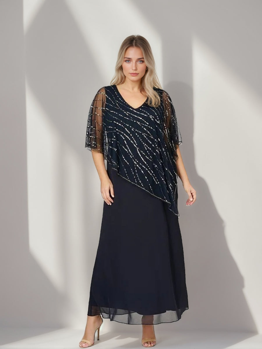 black plus size mother of the bride dresses Berylove Women Maxi Mother Dress Plus Size Black V Neck Half Sleeves Embroidered Wedding Party Guest Dress, Black / 3XL
