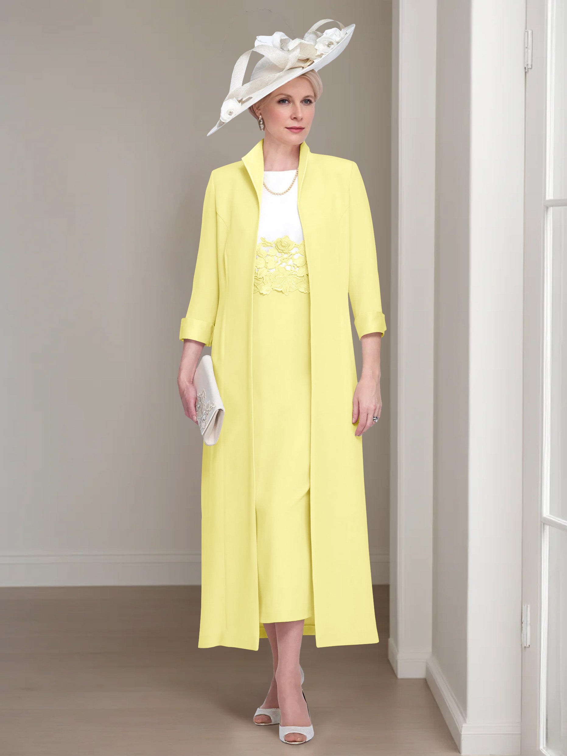 2 Pieces Square-Neck Foot Length Mother of the Bride Pantsuits