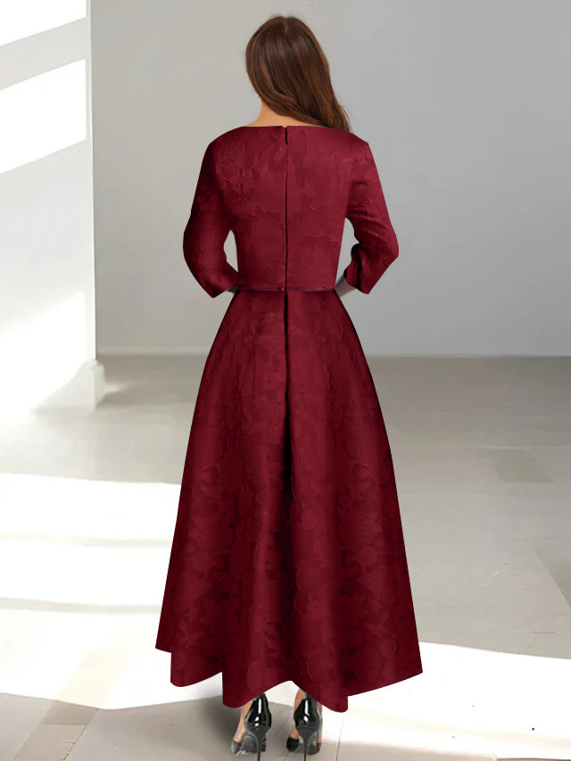 A-Line/Princess Half Sleeves Ankle Length Rose Lace Applique Mother Of The Bride Dresses  & Groom With Pockets