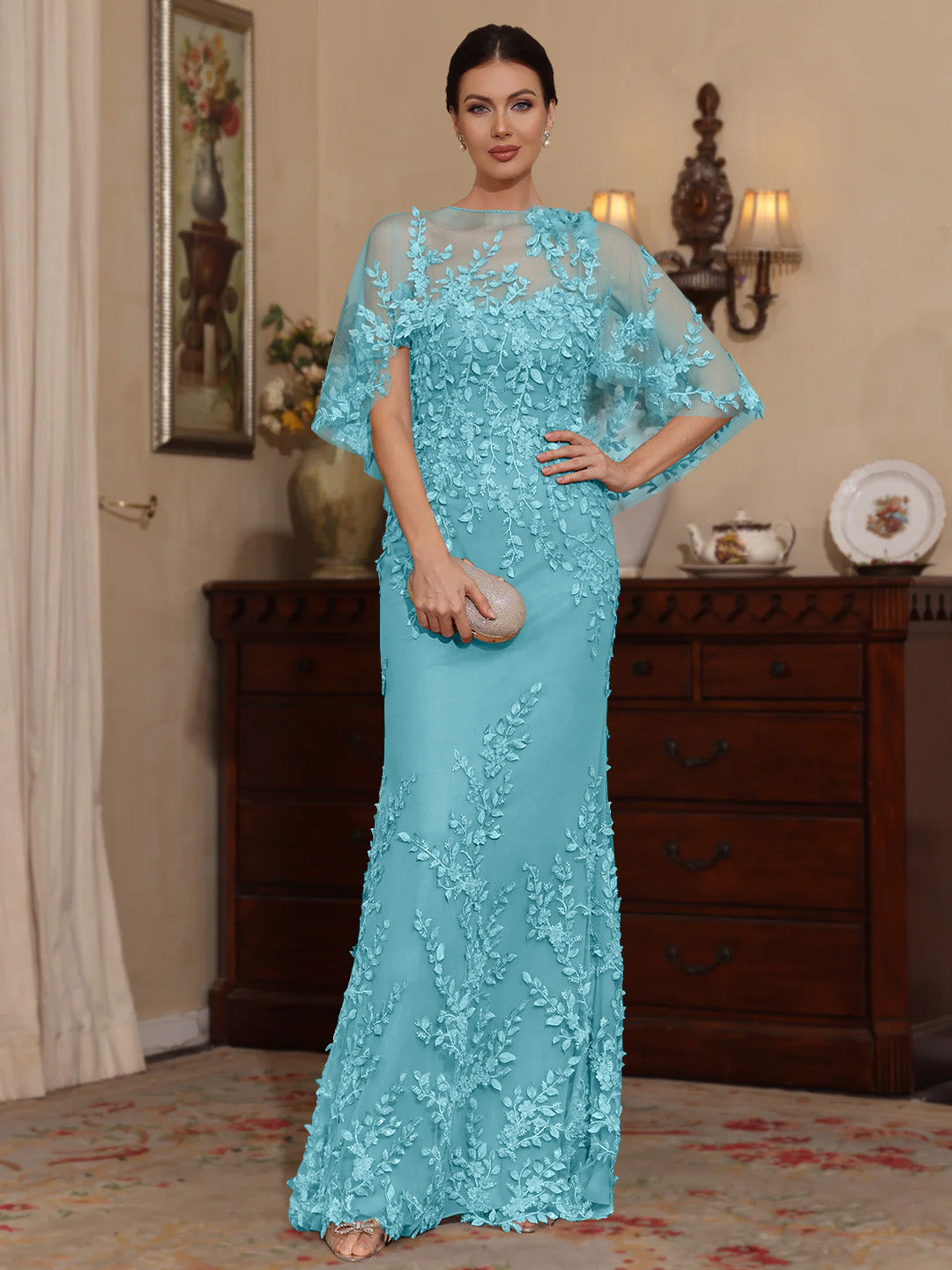 2 Pieces Sheath/Column Scoop Lace Mother of the Bride Dresses with