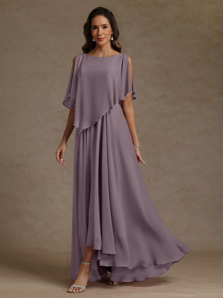 A-Line/Princess Scoop Chiffon Mother of the Bride Dresses Beading Floor-Length Pleated Sleeveless