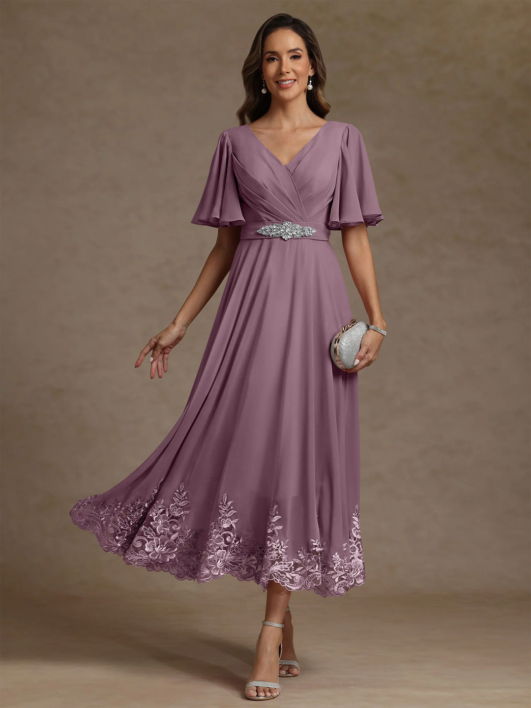 chiffon mother of the bride dresses short Short Mother of the Bride Chiffon Dress