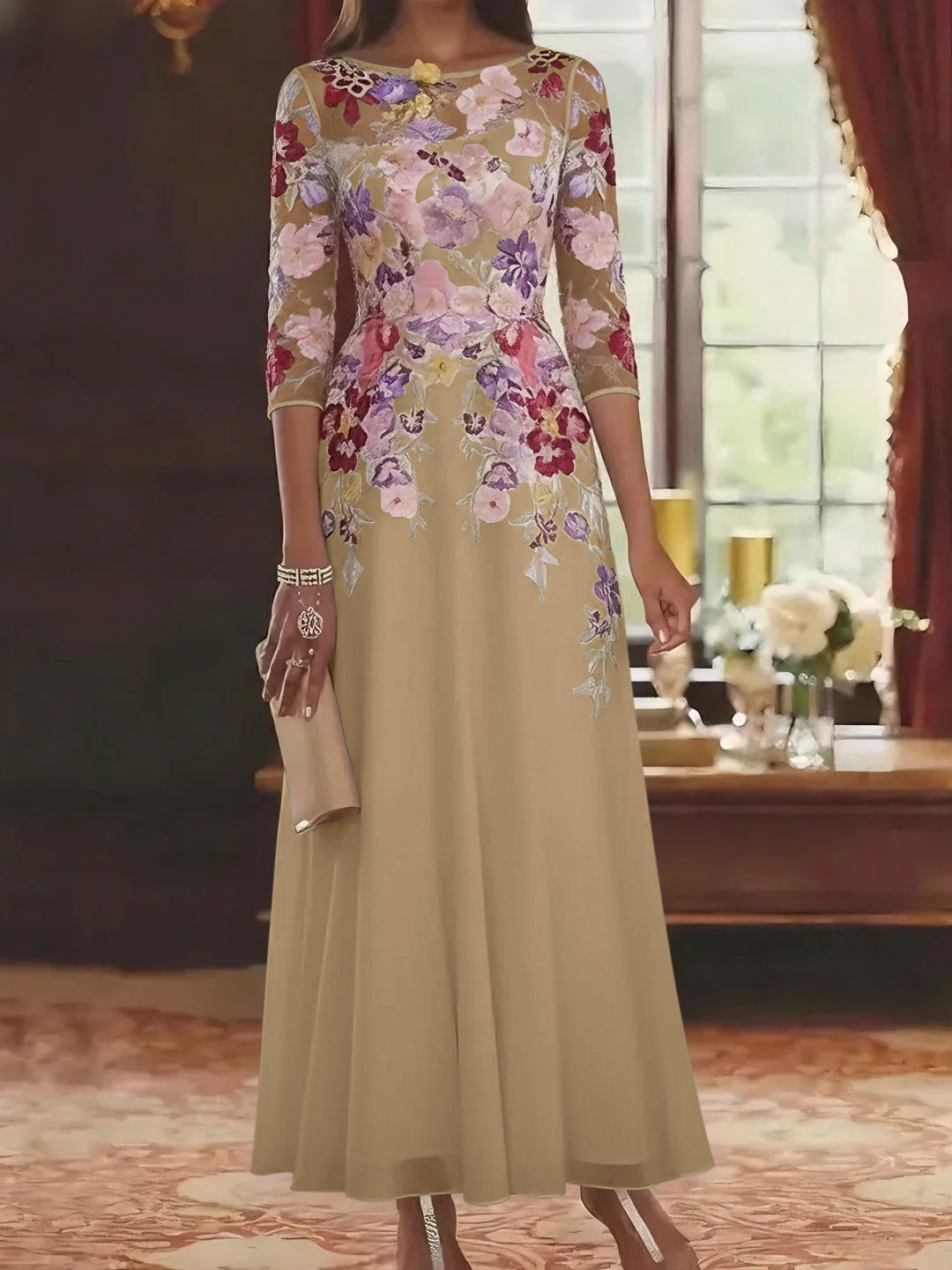 champagne floral mother of the bride dress Champagne Mother of the Bride Dresses & Gowns