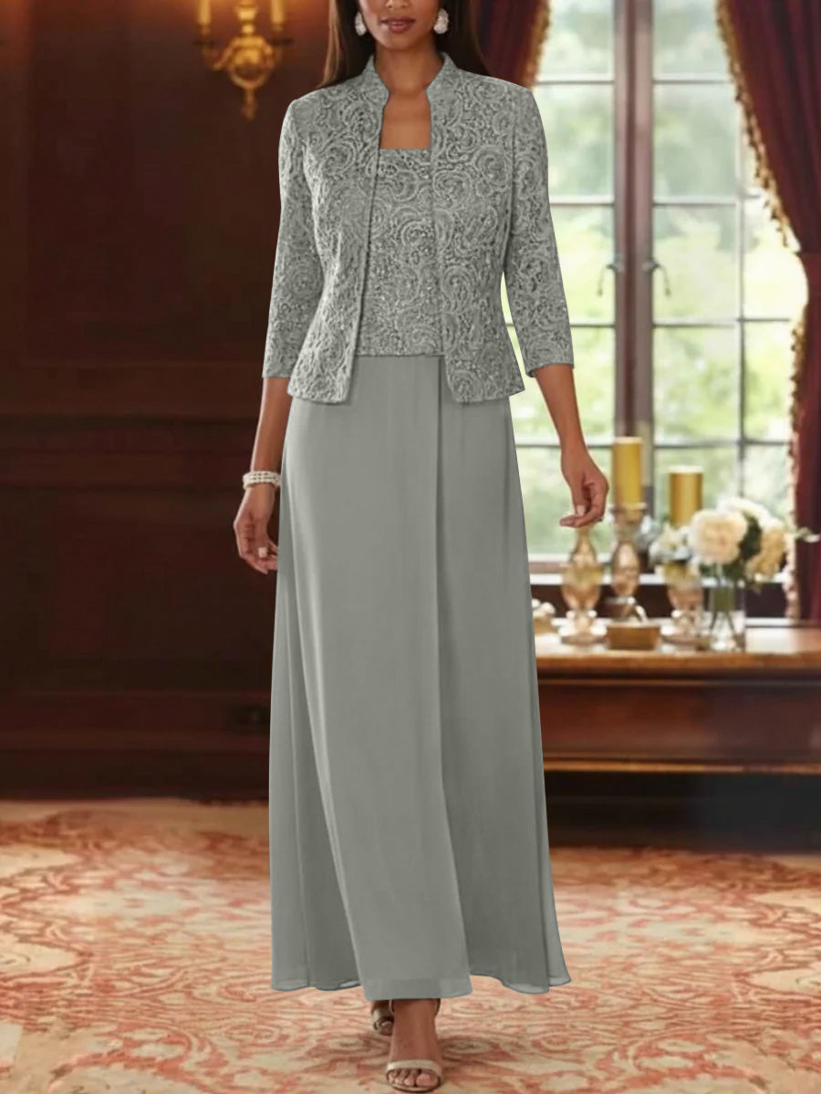 2 Pieces A-Line/Princess Square Collar Chiffon Mother of the Bride