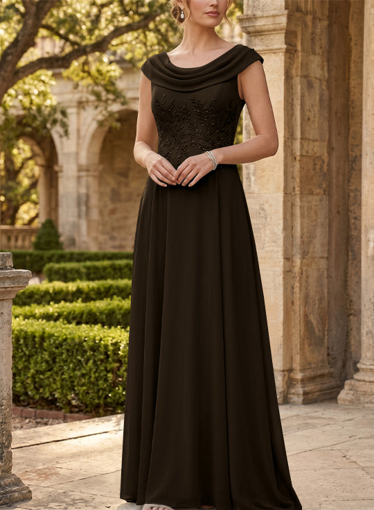 A-Line/Princess Scoop Chiffon Mother of the Bride Dresses Sleeveless Lace Floor-Length