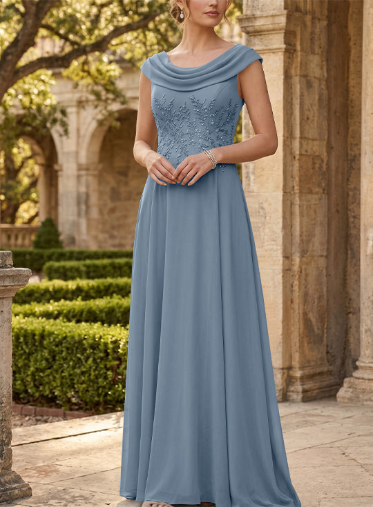 A-Line/Princess Scoop Chiffon Mother of the Bride Dresses Sleeveless Lace Floor-Length