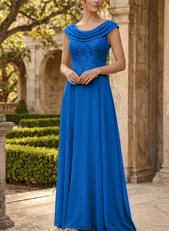 A-Line/Princess Scoop Chiffon Mother of the Bride Dresses Sleeveless Lace Floor-Length
