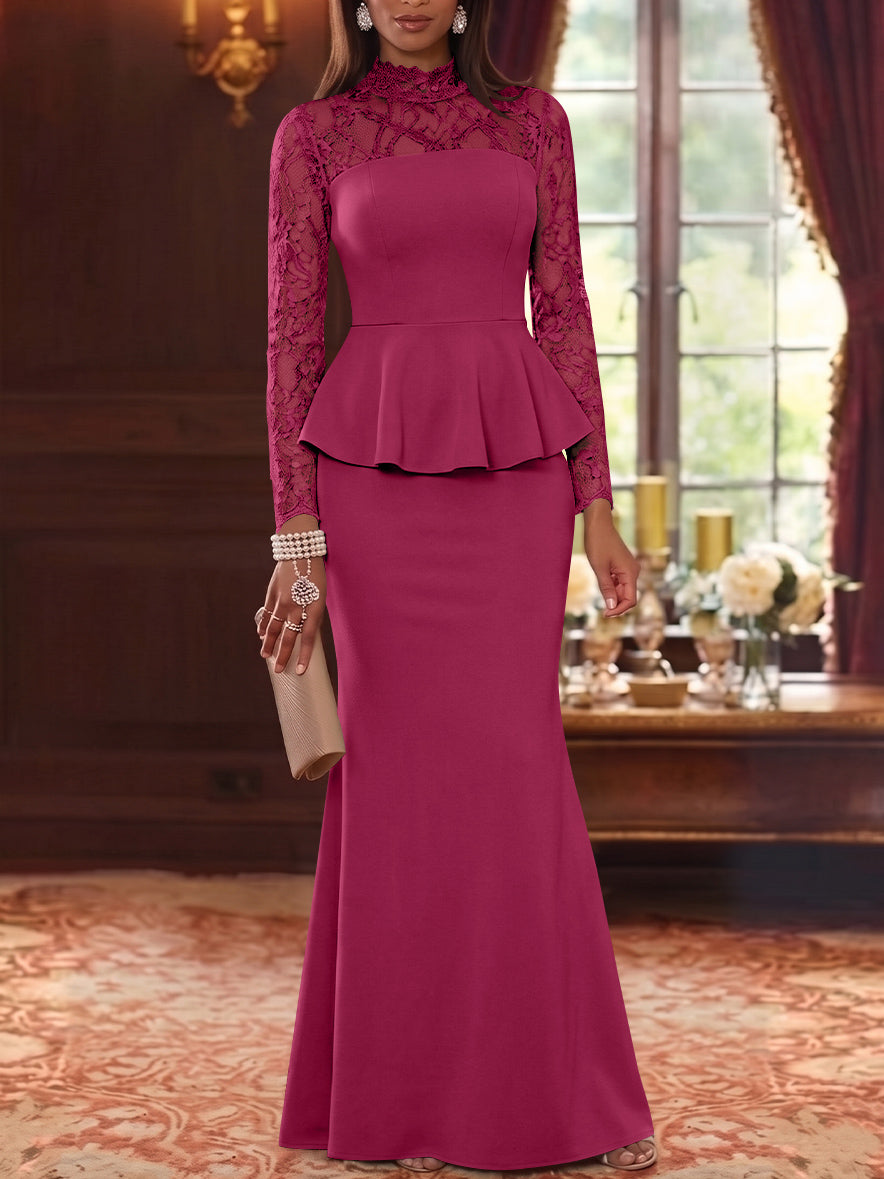 A-Line/Princess Half Sleeves Ankle Length Rose Lace Applique Mother Of The Bride Dresses  & Groom With Pockets