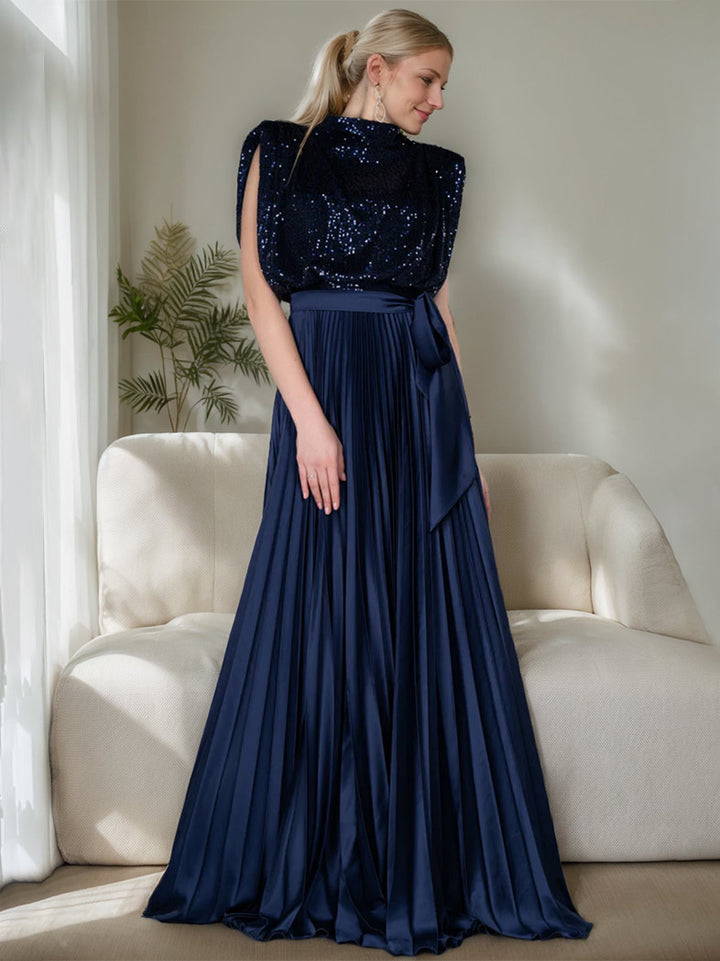 A-Line/Princess High Neck Sleeveless Mother of the Bride & Groom Dresses with Sequins & Ruffles