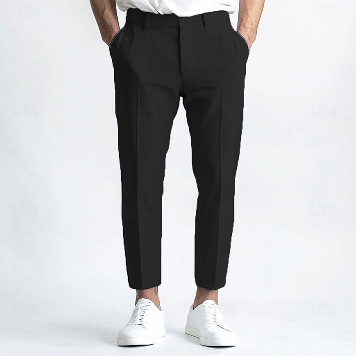 Men's Linen Straight Leg Plain Breathable Casual Daily Standard Fit Pants