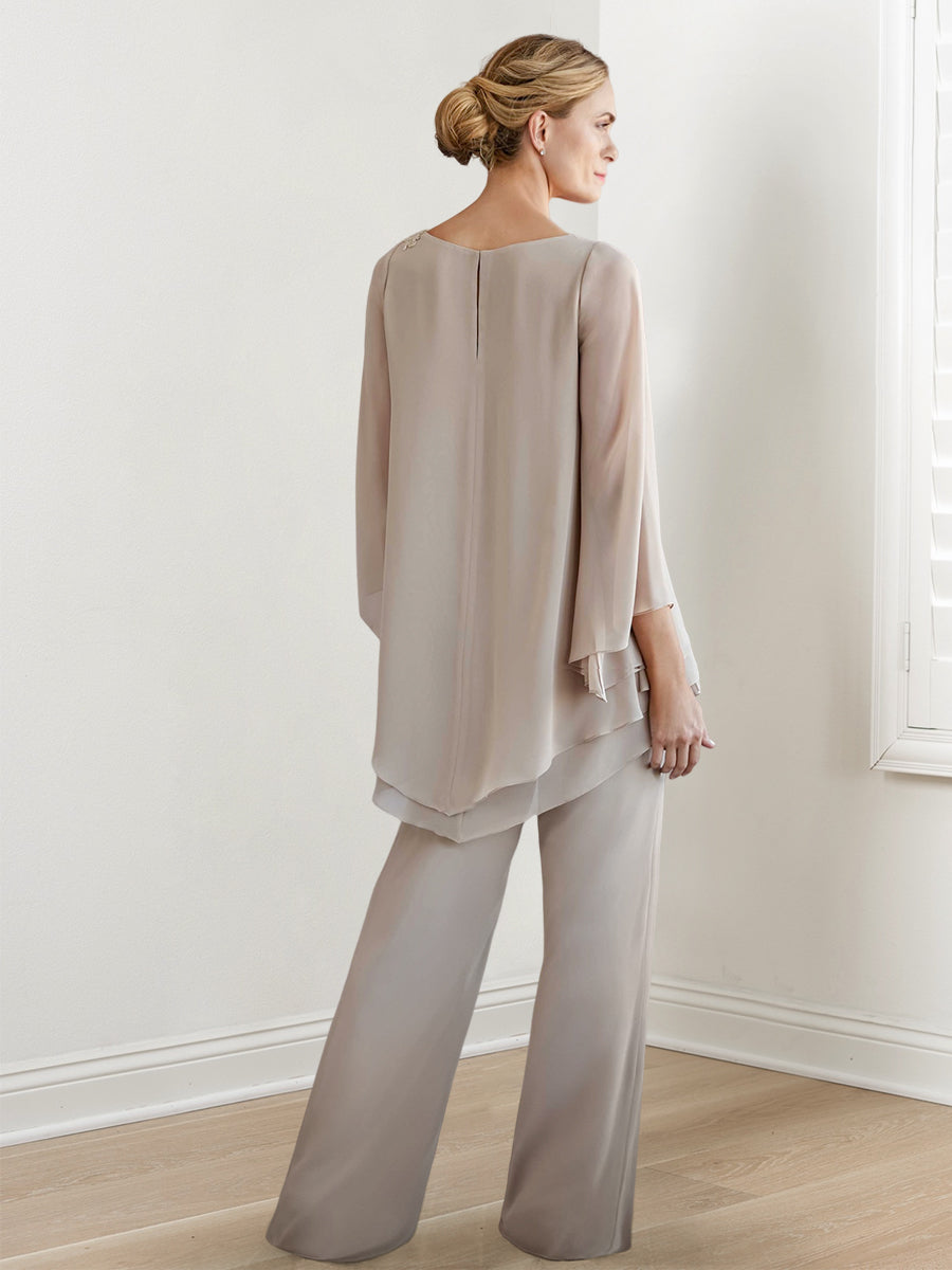 Chiffon Long Sleeves Mother Of The Bride Pantsuits