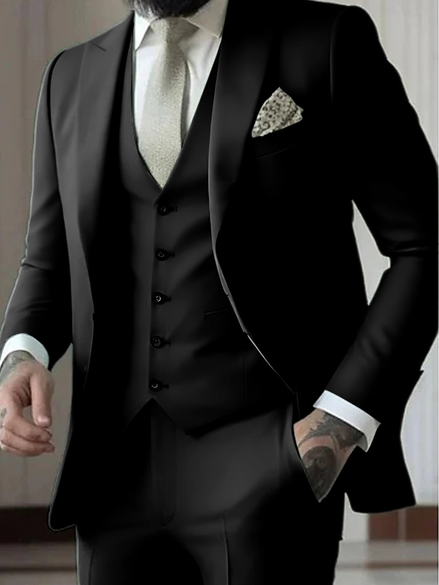Tailored Fit Single Breasted One-button 3 Pieces Printed Men's Formal Party Suits